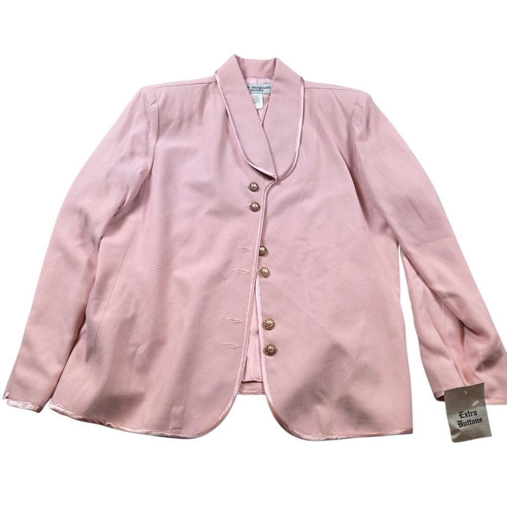 Vintage Lew Magram Blazer Womens 18 Pink Rayon Blend Sport Coat